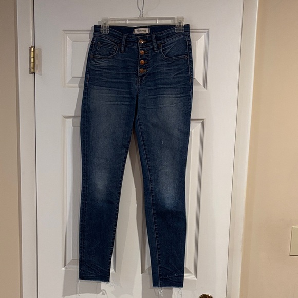 Madewell Denim - Madewell 9” High Rise Skinny Button Fly Dark Blue Jeans size 26 (4)